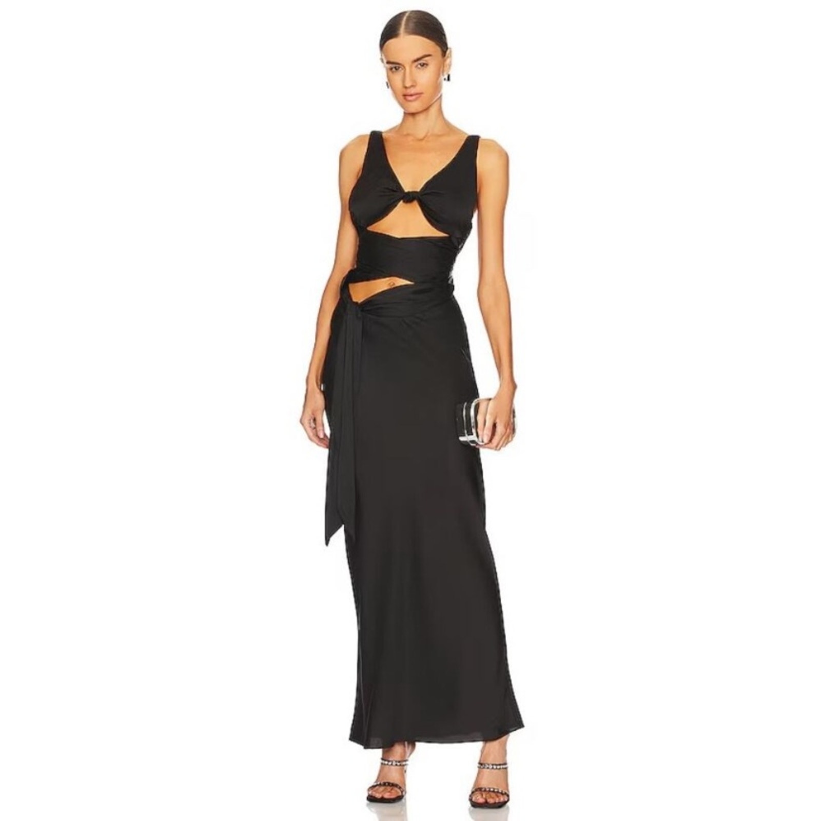 Guizio Black Wrapped Cut Out Maxi Dress Size Small